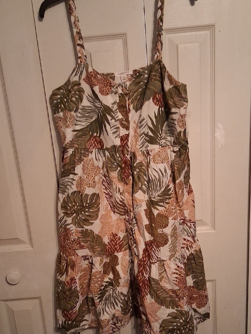 beach lunch lounge Cream Botanical & Leopard Button-Up Dress